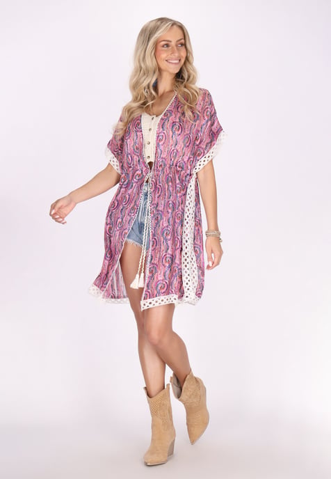 IZIA Kimono Dames Roze Veelkleurig - Image 2