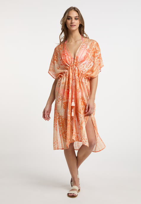 IZIA Kimono Dames Oranje Wit - Image 2