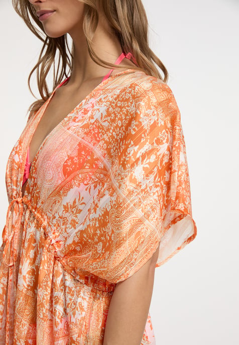 IZIA Kimono Dames Oranje Wit - Image 5