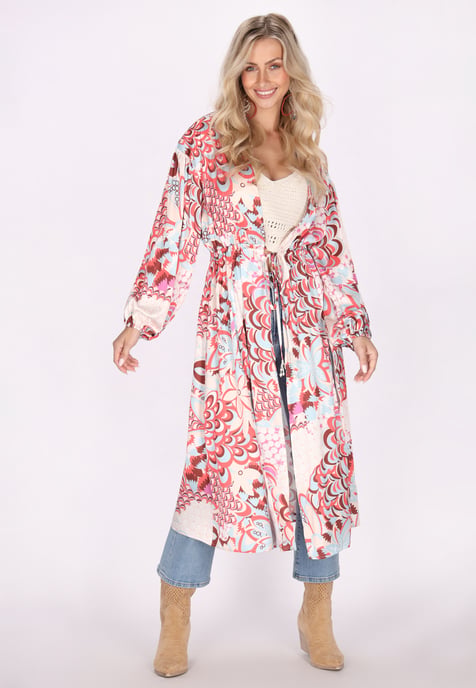 IZIA Kimono Dames Rood Veelkleurig - Image 3