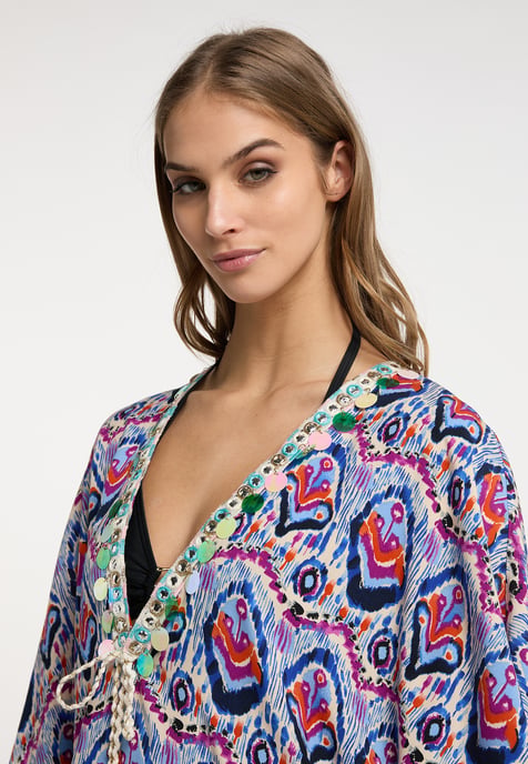 IZIA Kimono Dames Blauw Veelkleurig - Image 5