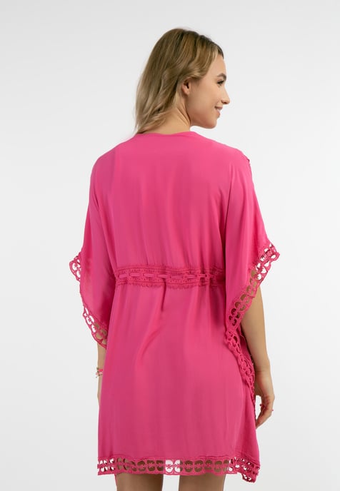 IZIA Kimono met gaatjeskant Dames roze - Image 4