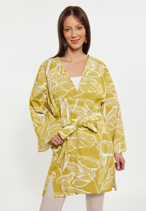 usha Kimono Dames Geel gebroken wit - Image 3