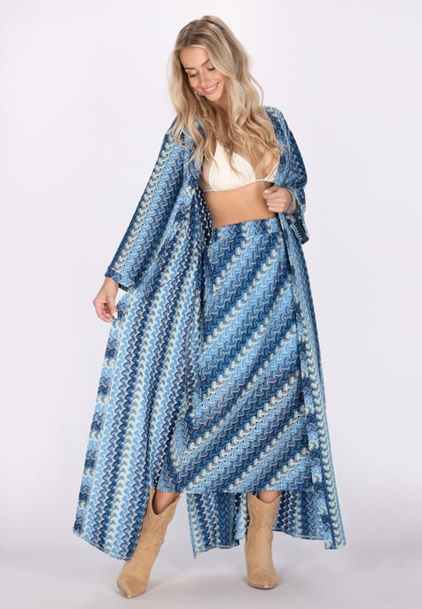 IZIA Kimono Dames Blauw Veelkleurig - Image 2