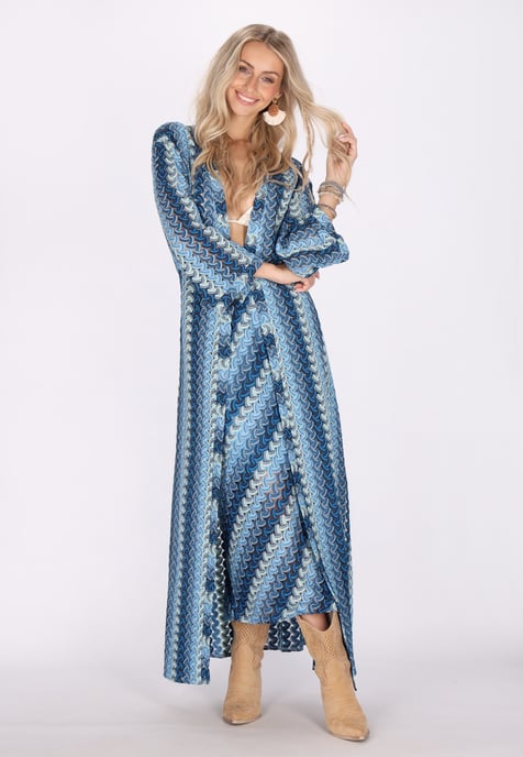 IZIA Kimono Dames Blauw Veelkleurig - Image 3