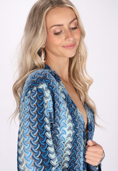 IZIA Kimono Dames Blauw Veelkleurig - Image 5