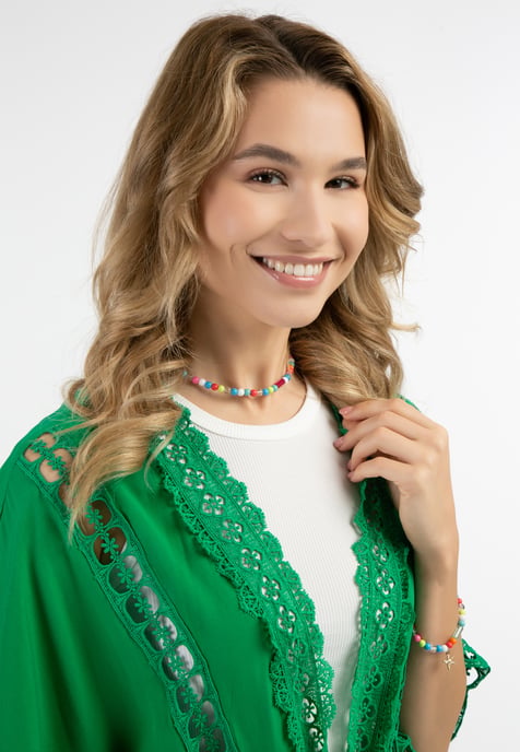 IZIA Kimono met gaatjeskant Dames groente - Image 5