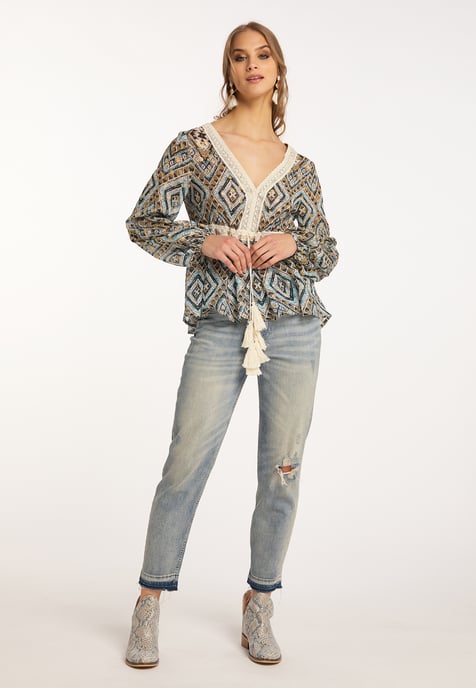 IZIA Tuniek lange mouwen Dames Blauw Goud - Image 2