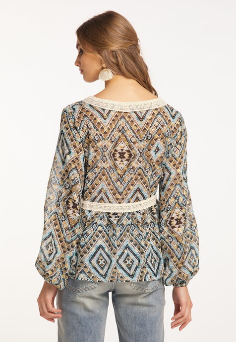 IZIA Tuniek lange mouwen Dames Blauw Goud - Image 4