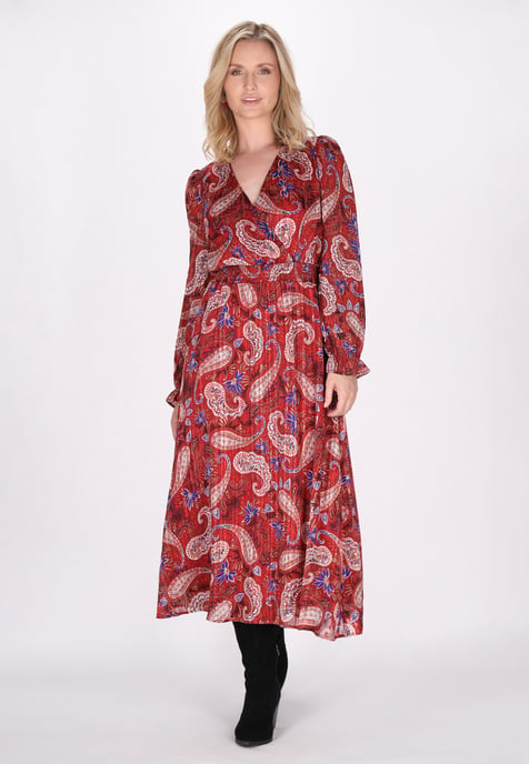usha Jurk Dames Rood Veelkleurig - Image 2