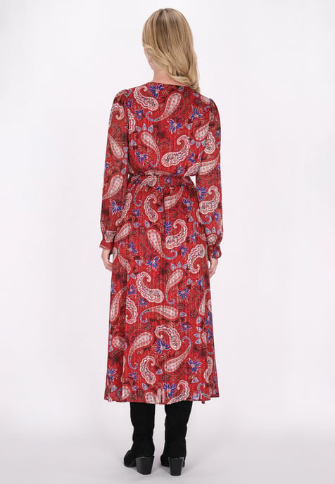 usha Jurk Dames Rood Veelkleurig - Image 4