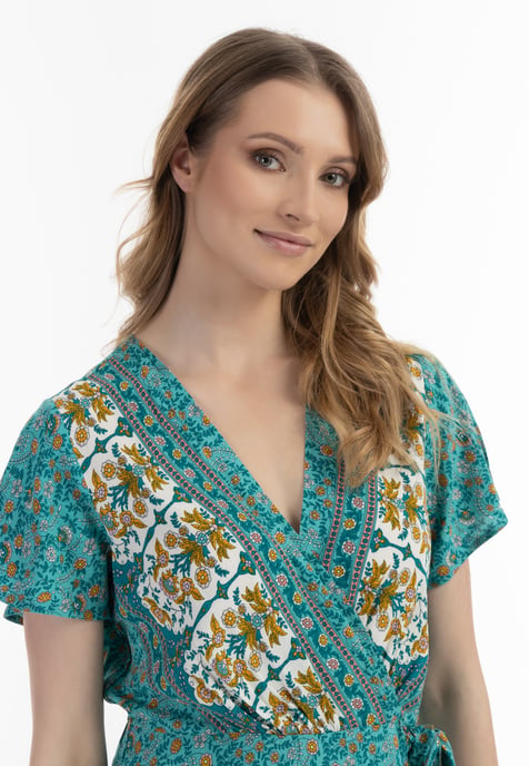 usha Zomerjurk Dames Turkoois Veelkleurig - Image 5