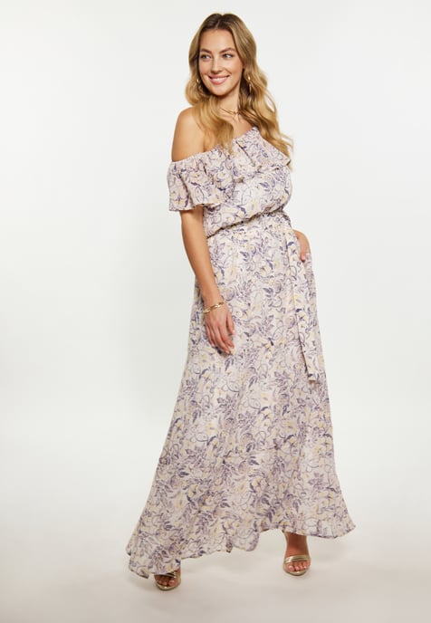 Faina Jurk Dames wit lila - Image 2