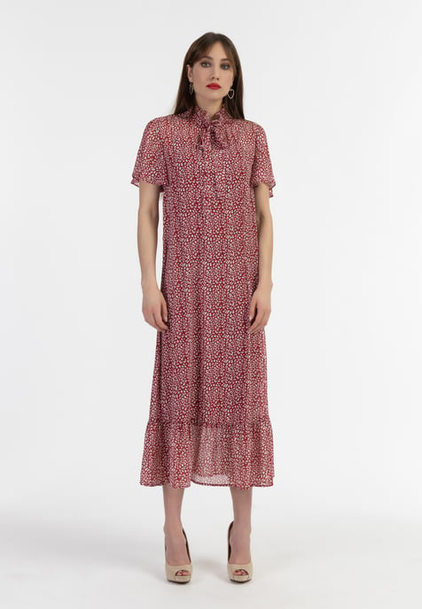 Faina Midi-jurk van chiffon Dames rood wit - Image 4