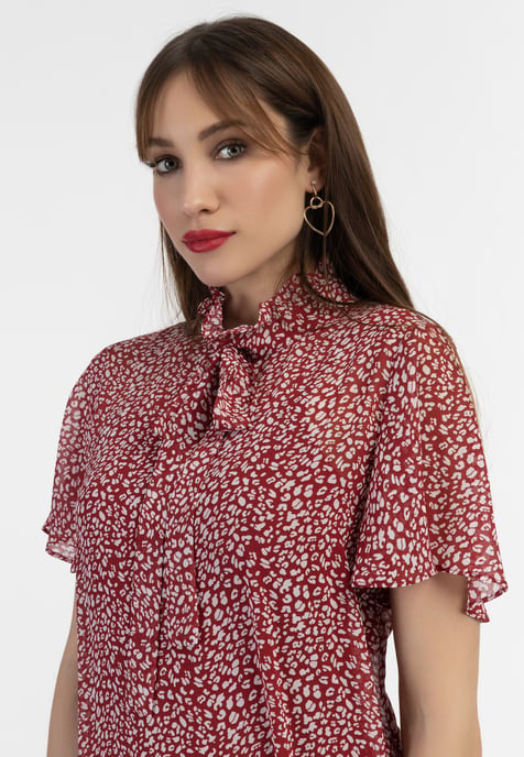 Faina Midi-jurk van chiffon Dames rood wit - Image 5
