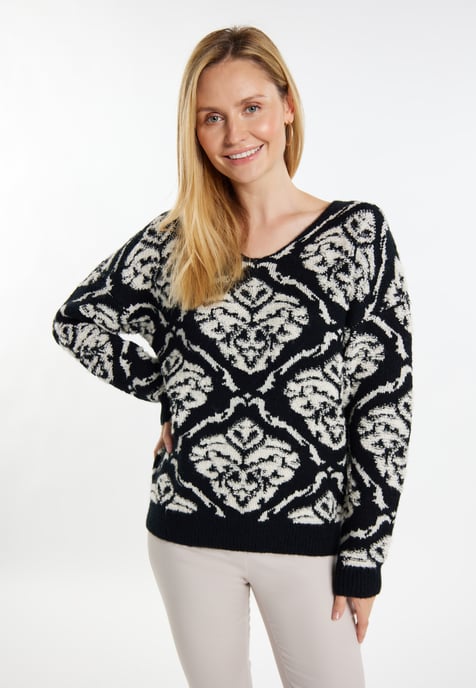 usha Gebreide trui Dames zwart/cr - Image 3