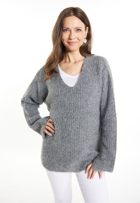usha Gebreide trui Dames grijs melange - Image 3