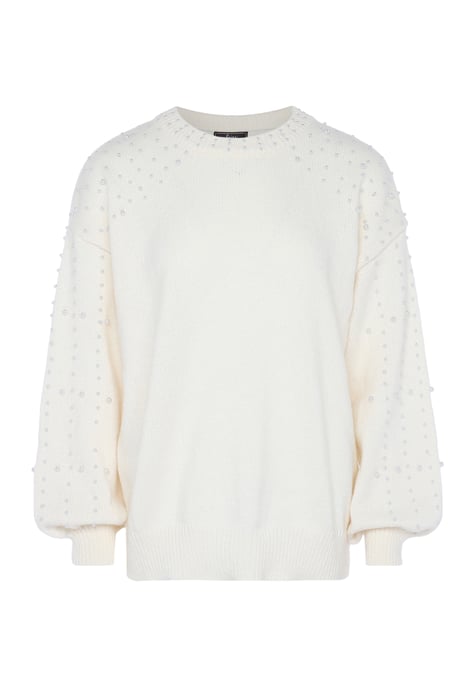 Faina trui met parels Dames wolwit - Image 1
