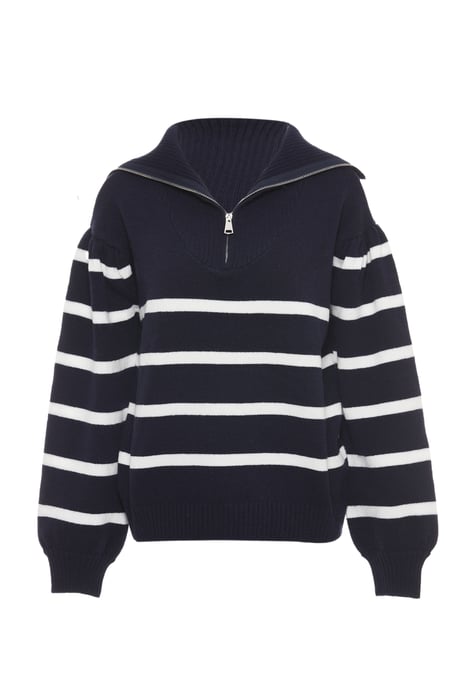 usha Jumper Dames Donker marineblauwe gebroken witte strepen - Image 1