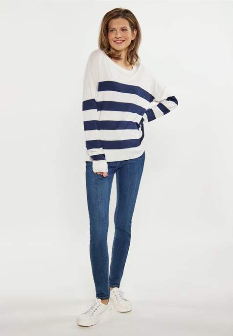 usha Jumper Dames wit + marine - Image 2