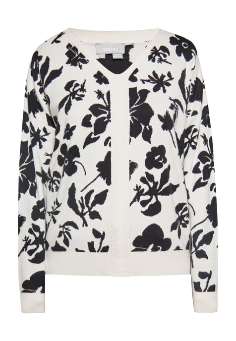 usha Jumper Dames wol wit zwart - Image 1