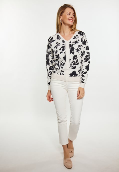 usha Jumper Dames wol wit zwart - Image 2