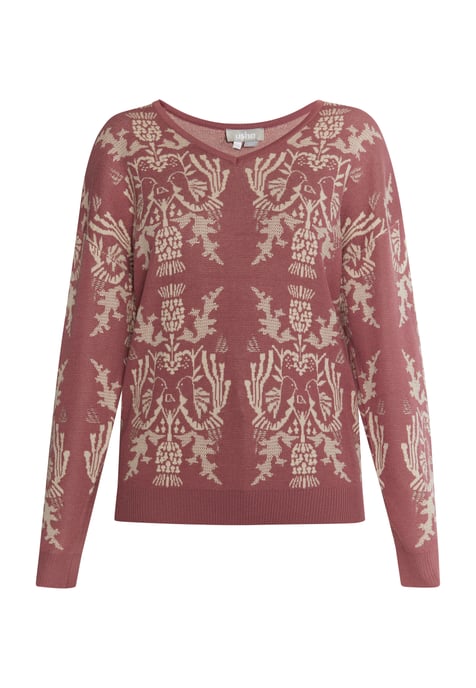 usha Gebreide trui Dames Oud roze crème - Image 1