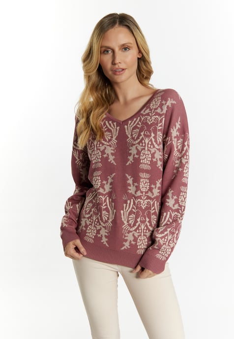 usha Gebreide trui Dames Oud roze crème - Image 3