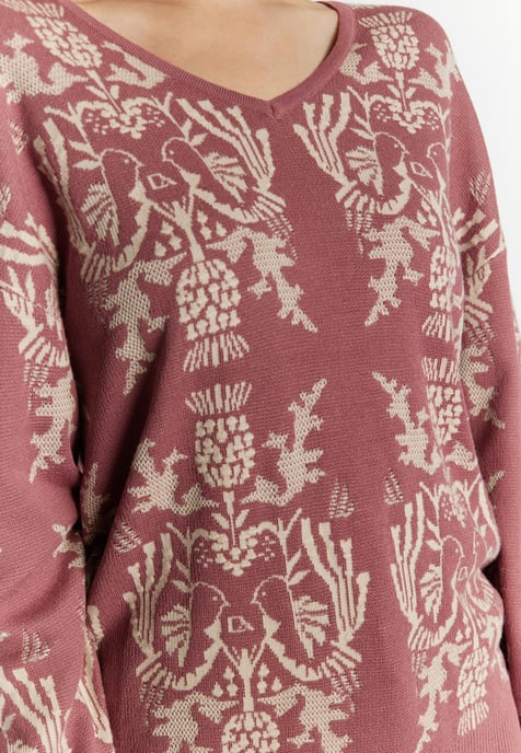 usha Gebreide trui Dames Oud roze crème - Image 5