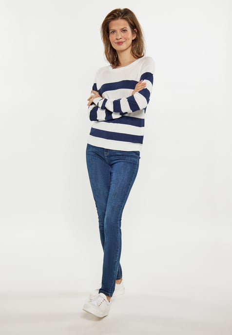 usha Jumper Dames wit + marine - Image 2