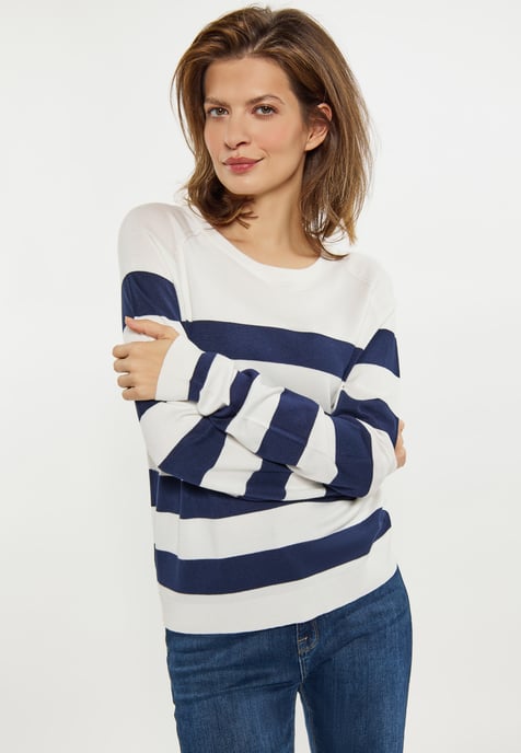 usha Jumper Dames wit + marine - Image 3