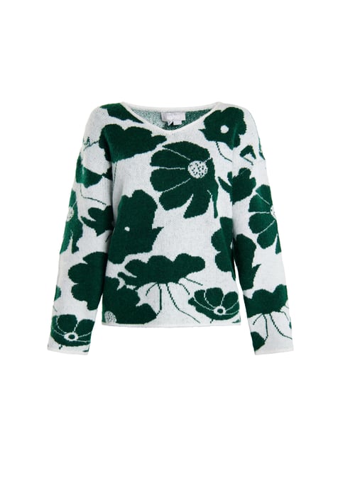 usha Gebreide trui Dames Wit Groen - Image 1