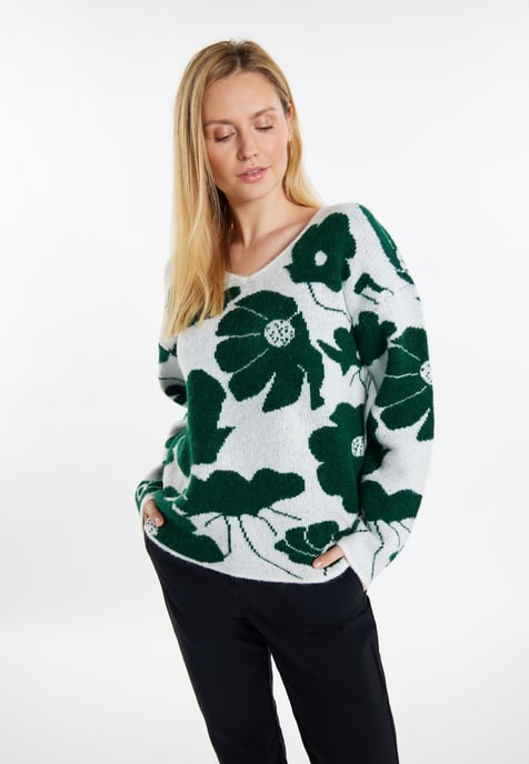 usha Gebreide trui Dames Wit Groen - Image 3