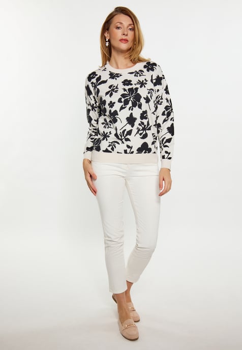 usha Jumper Dames wol wit zwart - Image 2