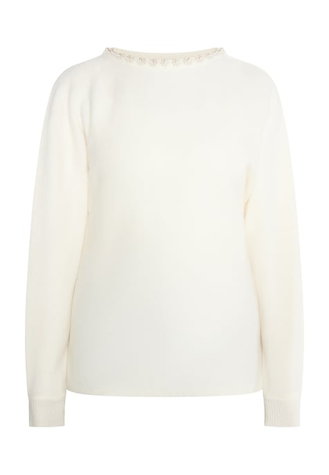 usha trui met parels Dames wolwit - Image 1