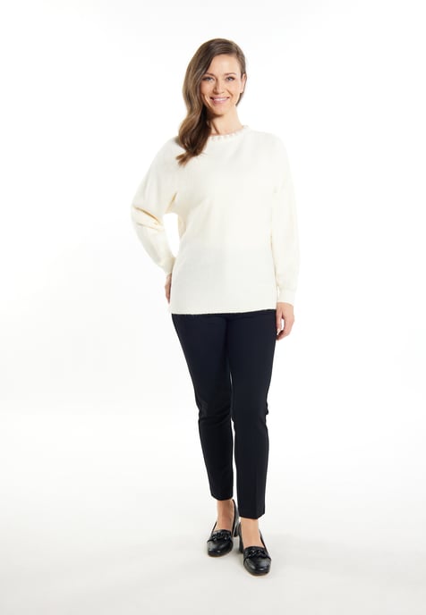 usha trui met parels Dames wolwit - Image 2