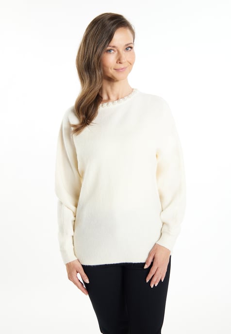 usha trui met parels Dames wolwit - Image 3