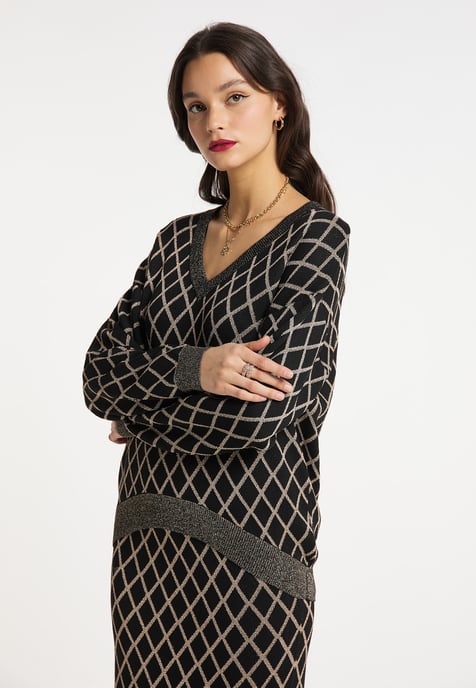 Faina Gebreide trui Dames Zwart Veelkleurig - Image 3