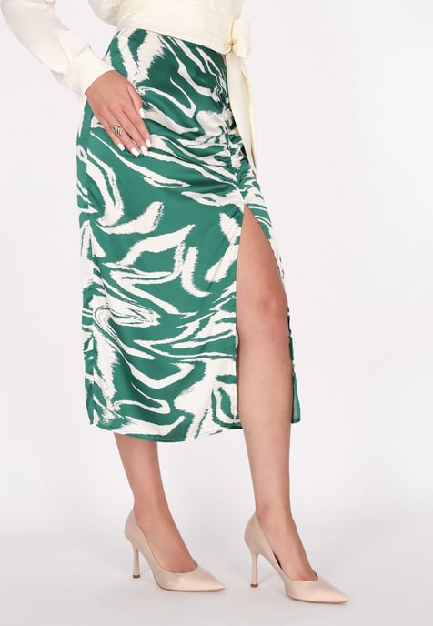 Faina rok Dames Groen gebroken wit - Image 3