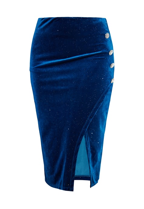 Faina Fluwelen rok met glitters Dames Smaragdblauw - Image 1