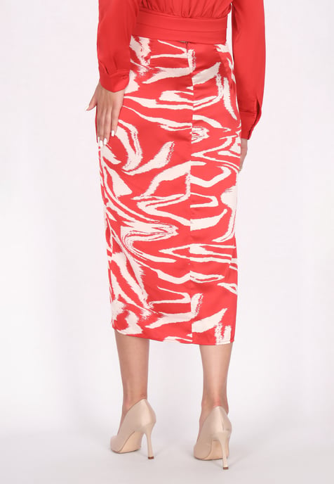 Faina rok Dames rood wol wit - Image 4