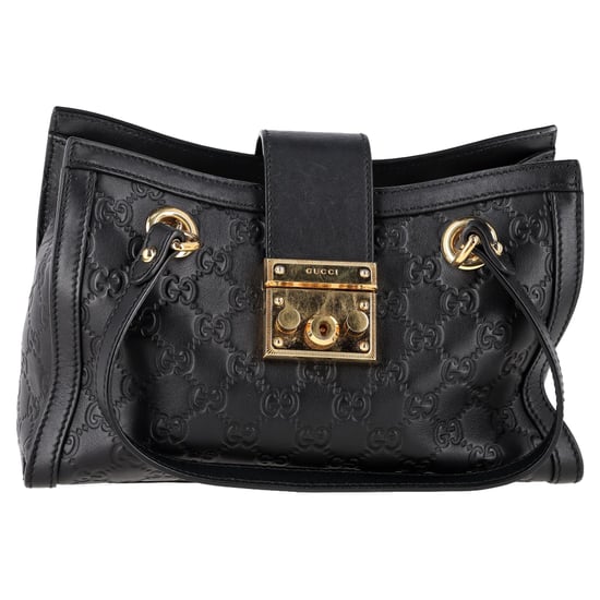 Kleine Gucci Guccissima handtas met hangslot in zwart leer - Image 1
