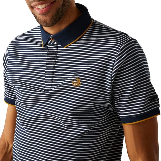 Regatta Heren Tiver Gestreept Poloshirt (Marine/steenwit) - Image 3