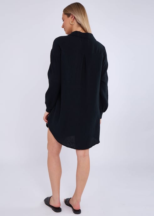 Zwart katoenen oversized shirt met textuur - Image 4