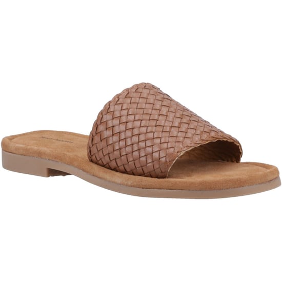Hush Puppies Hetty Slide Leren Dames Tan Brede Sandalen - Image 1