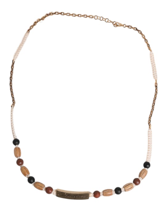 Kralenhoutketting met Metalen Ketting - Image 1