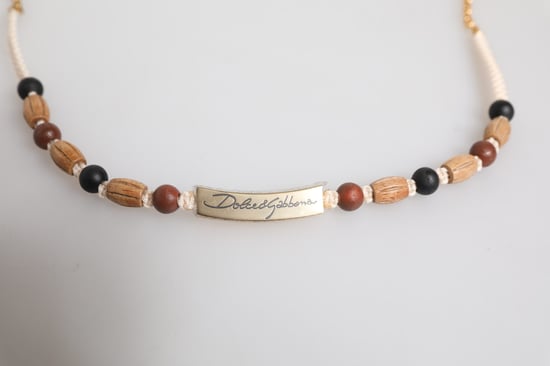 Kralenhoutketting met Metalen Ketting - Image 3