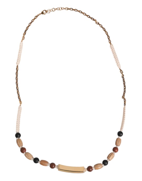 Kralenhoutketting met Metalen Ketting - Image 4