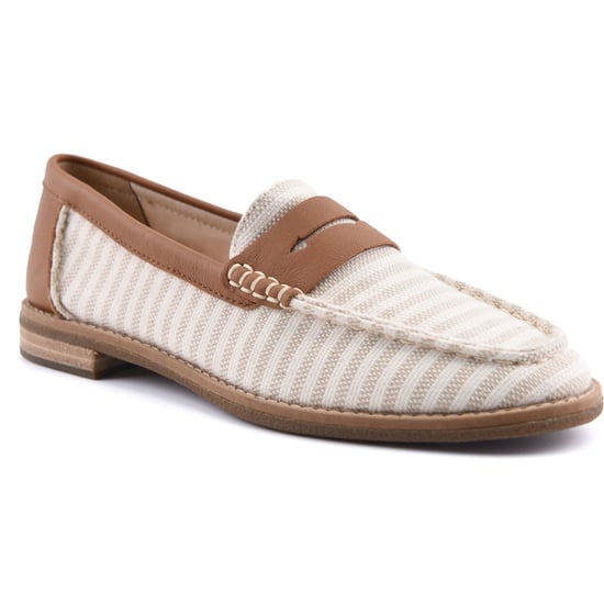 Sperry Port Driving Textiel Dames Witte/Tan Standaard Loafers - Image 1