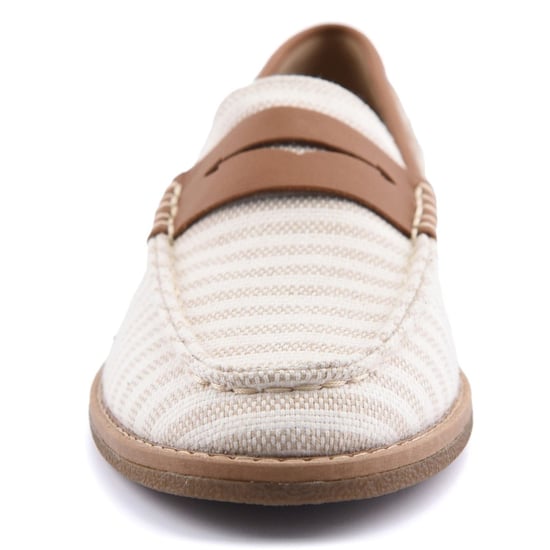 Sperry Port Driving Textiel Dames Witte/Tan Standaard Loafers - Image 3